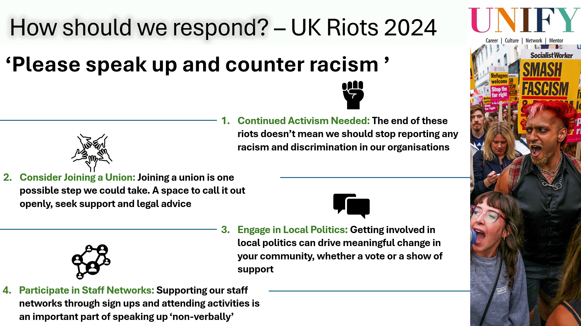 3. Speak up and counter racism